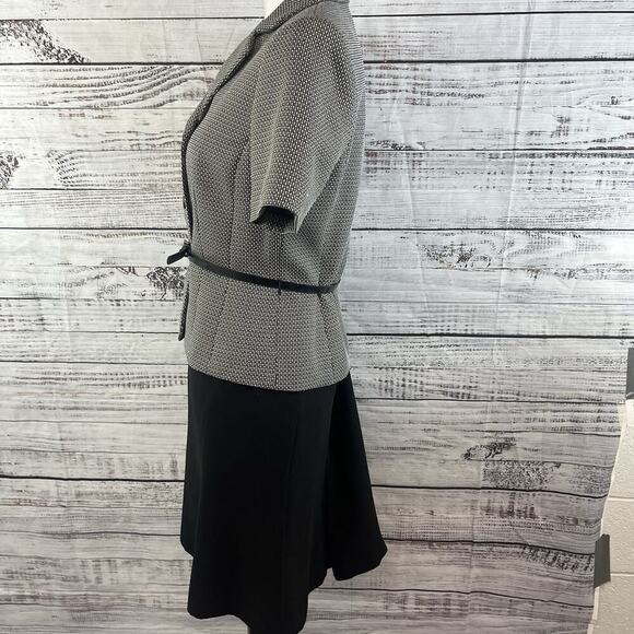 Evan Picone 2pc Blazer Skirt Suit size 6 Black Brown Tweed Career Lawyer - Picture 13 of 16
